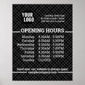 Aanpasbare Logo En Tekst Openingstijden Bedrijf Poster (Voorkant)
