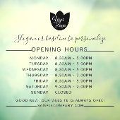 Aanpasbare Logo En Tekst Openingstijden Zakelijk Raamsticker (Vel 3)