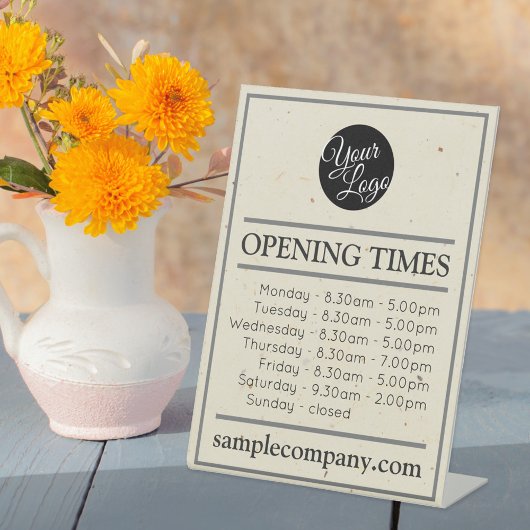 Aanpasbare Logo En Tekst Openingstijden Zakelijk  Reclamebord Met Voetstuk