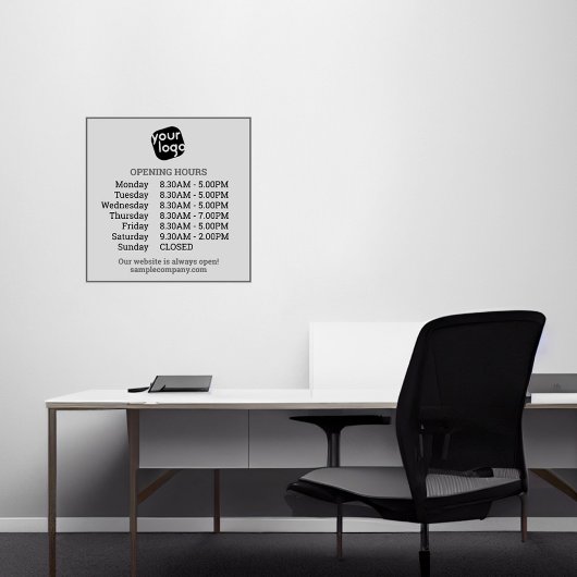 Aanpasbare Logo En Tekst Openingstijden Zakelijk Sticker