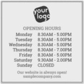 Aanpasbare Logo En Tekst Openingstijden Zakelijk Sticker (Voorkant)