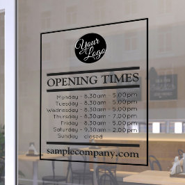 Aanpasbare Logo en Tekst Zakelijke Openingsuren Raamsticker