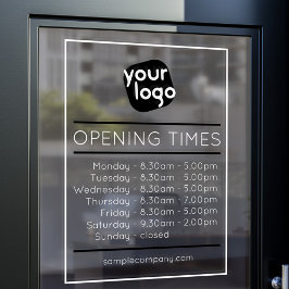 Aanpasbare Logo En Tekst Zakelijke Openingsuren Raamsticker