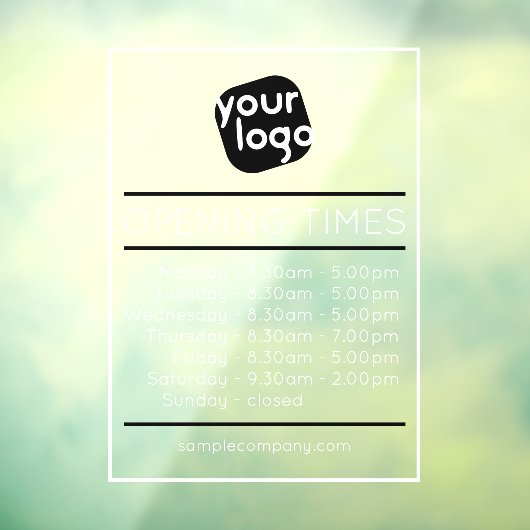 Aanpasbare Logo En Tekst Zakelijke Openingsuren Raamsticker (Vel 3)