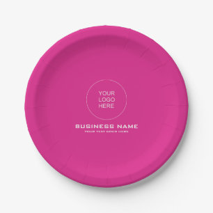 Aanpasbare Logo Tekst Roze Effen Kleur Rond Papieren Bordje