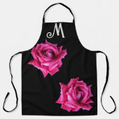 Aanpasbare M monogram roze roos bloemig Schort (Voorkant)