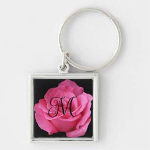 Aanpasbare M monogram roze rose stijlvol Sleutelhanger