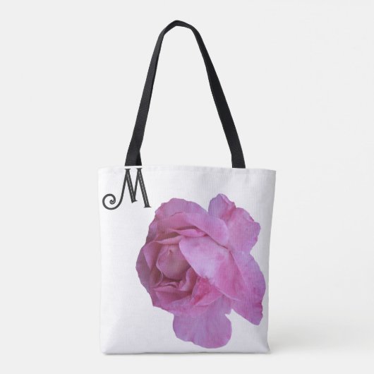 Aanpasbare M naam  roze roos mooi Tote Bag (Achterkant)
