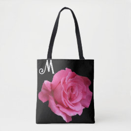 Aanpasbare M-naam  roze rose trendy bloemmolen Tote Bag