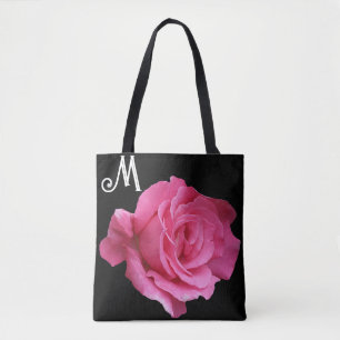 Aanpasbare M-naam  roze rose trendy bloemmolen Tote Bag