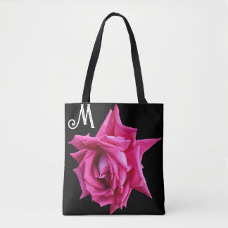 Aanpasbare M-naam roze rose trendy bloemmolen Tote Bag
