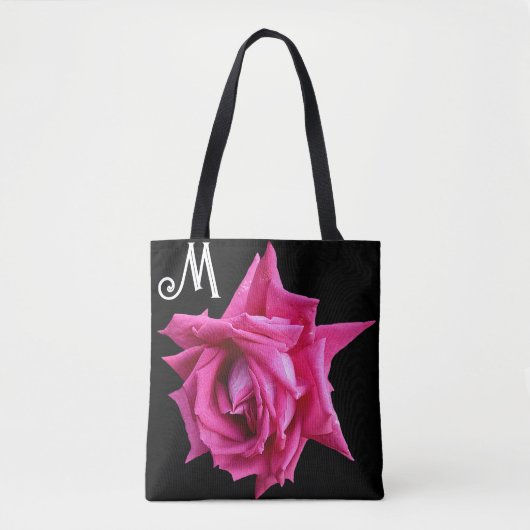 Aanpasbare M-naam  roze rose trendy bloemmolen Tote Bag (Voorkant)