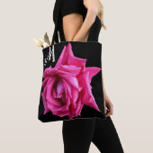 Aanpasbare M-naam  roze rose trendy bloemmolen Tote Bag (Dichtbij)