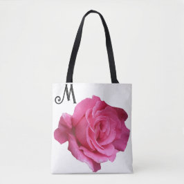 Aanpasbare M-naam  roze rose trendy bloemmolen Tote Bag