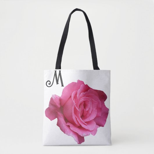 Aanpasbare M-naam  roze rose trendy bloemmolen Tote Bag (Voorkant)
