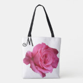 Aanpasbare M-naam  roze rose trendy bloemmolen Tote Bag (Achterkant)