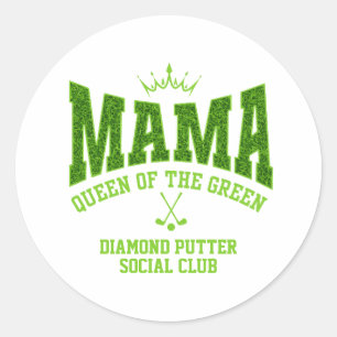 Aanpasbare MAMA KONINGIN VAN HET GROEN Damesgolf Ronde Sticker