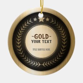 AANPASBARE MEDAILLE MET EIGEN OPDRUK Goud #1 Kampi Keramisch Ornament