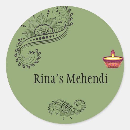 Aanpasbare mehendi-stickers ronde sticker (Voorkant)