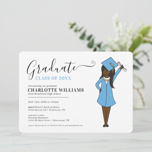 Aanpasbare meisjesavatar | Afstuderen op de middel Kaart (Staand voorkant)