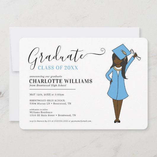 Aanpasbare meisjesavatar | Afstuderen op de middel Kaart (Voorkant)