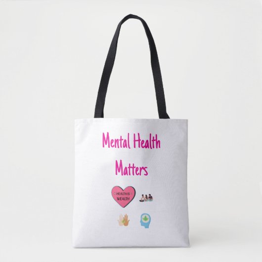 Aanpasbare Mental Health Matters Canvas tas (Voorkant)