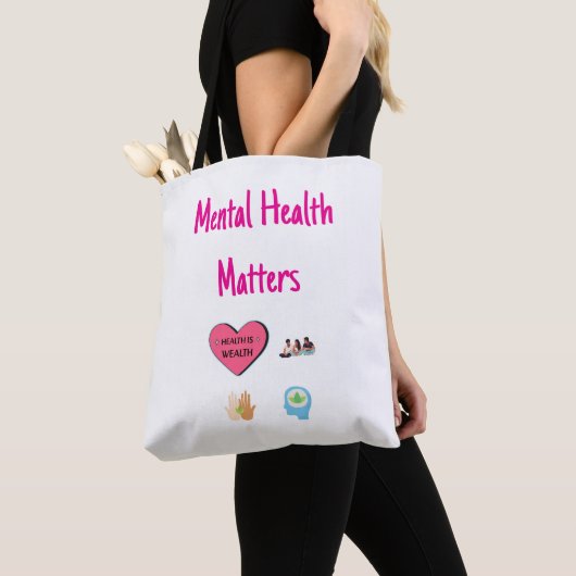 Aanpasbare Mental Health Matters Canvas tas (Dichtbij)