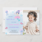 Aanpasbare Mermaid-feestuitnodiging voor kinderen Kaart (Voorkant)