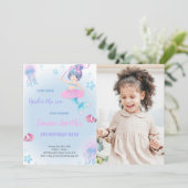 Aanpasbare Mermaid-feestuitnodiging voor kinderen Kaart (Staand voorkant)