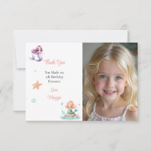 Aanpasbare Mermaid Verjaardagsfoto Bedankkaart