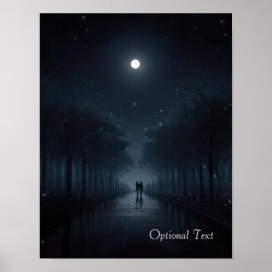 Aanpasbare Middennachtelijke Wandeling in het Maan Poster