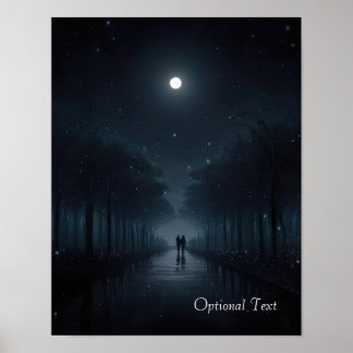 Aanpasbare Middennachtelijke Wandeling in het Maan Poster