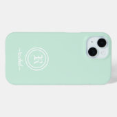 Aanpasbare Mintgroene Monogram Hoesje voor Telefoo (Achterkant (horizontaal))