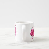 Aanpasbare Miriam naam monogram roze roos bloemig Espresso Kop (Achterkant)