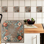 Aanpasbare Mocha Bloemrijke Bijbeltekst Tegeltje