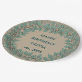 Aanpasbare Mocha Eucalyptus Waterverfblad  Papieren Bordje (Gekanteld)