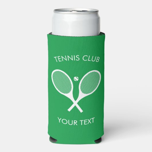 Aanpasbare moderne groene witte tennisracket seltzer blikjeskoeler (Seltzer Voorkant)