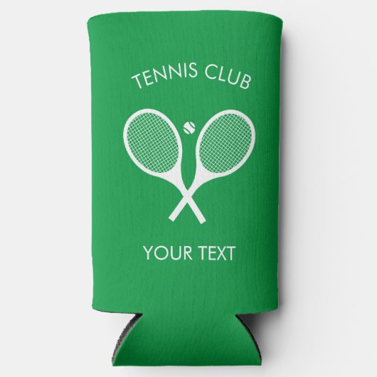 Aanpasbare moderne groene witte tennisracket seltzer blikjeskoeler (Voorkant)