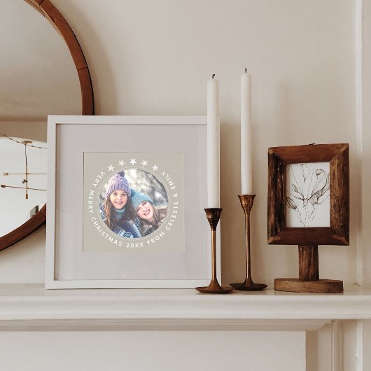 Aanpasbare Moeder Dochter Taupe Prettig Kerstfeest Feestdagenkaart