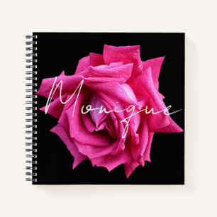 Aanpasbare Monique naam heet roze roos bloemenmole Notitieboek