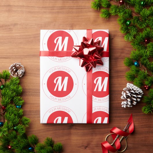 Aanpasbare monogram & cirkelvormige tekstsjabloon cadeaupapier (Feestdagen Geschenken)