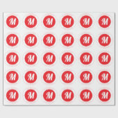 Aanpasbare monogram & cirkelvormige tekstsjabloon cadeaupapier (Vlak)
