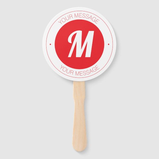 Aanpasbare monogram & cirkelvormige tekstsjabloon handwaaier (Voorkant)