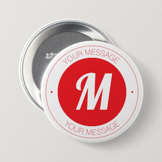 Aanpasbare monogram & cirkelvormige tekstsjabloon ronde button 7,6 cm (Voorkant /achterkant)