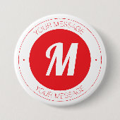 Aanpasbare monogram & cirkelvormige tekstsjabloon ronde button 7,6 cm (Voorkant)
