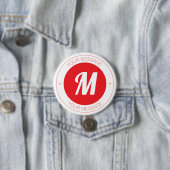 Aanpasbare monogram & cirkelvormige tekstsjabloon ronde button 7,6 cm (In situ)