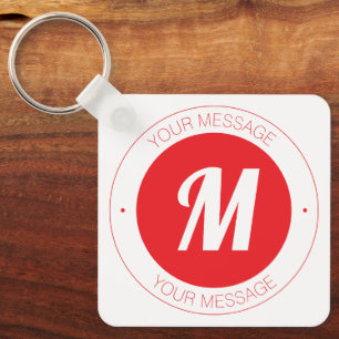 Aanpasbare monogram & cirkelvormige tekstsjabloon sleutelhanger