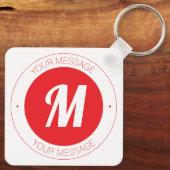 Aanpasbare monogram & cirkelvormige tekstsjabloon sleutelhanger (Achterkant)