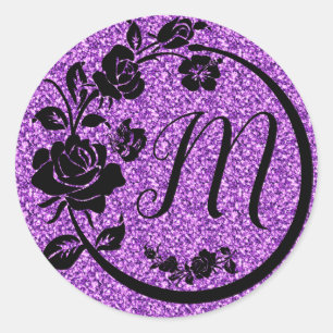 aanpasbare monogram glitter ronde sticker