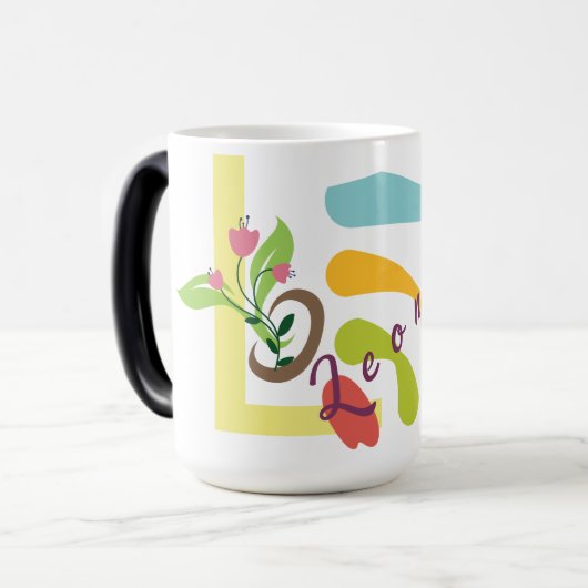 Aanpasbare Monogram Koffie Mok met Bloemontwerp (Voorkant links)
